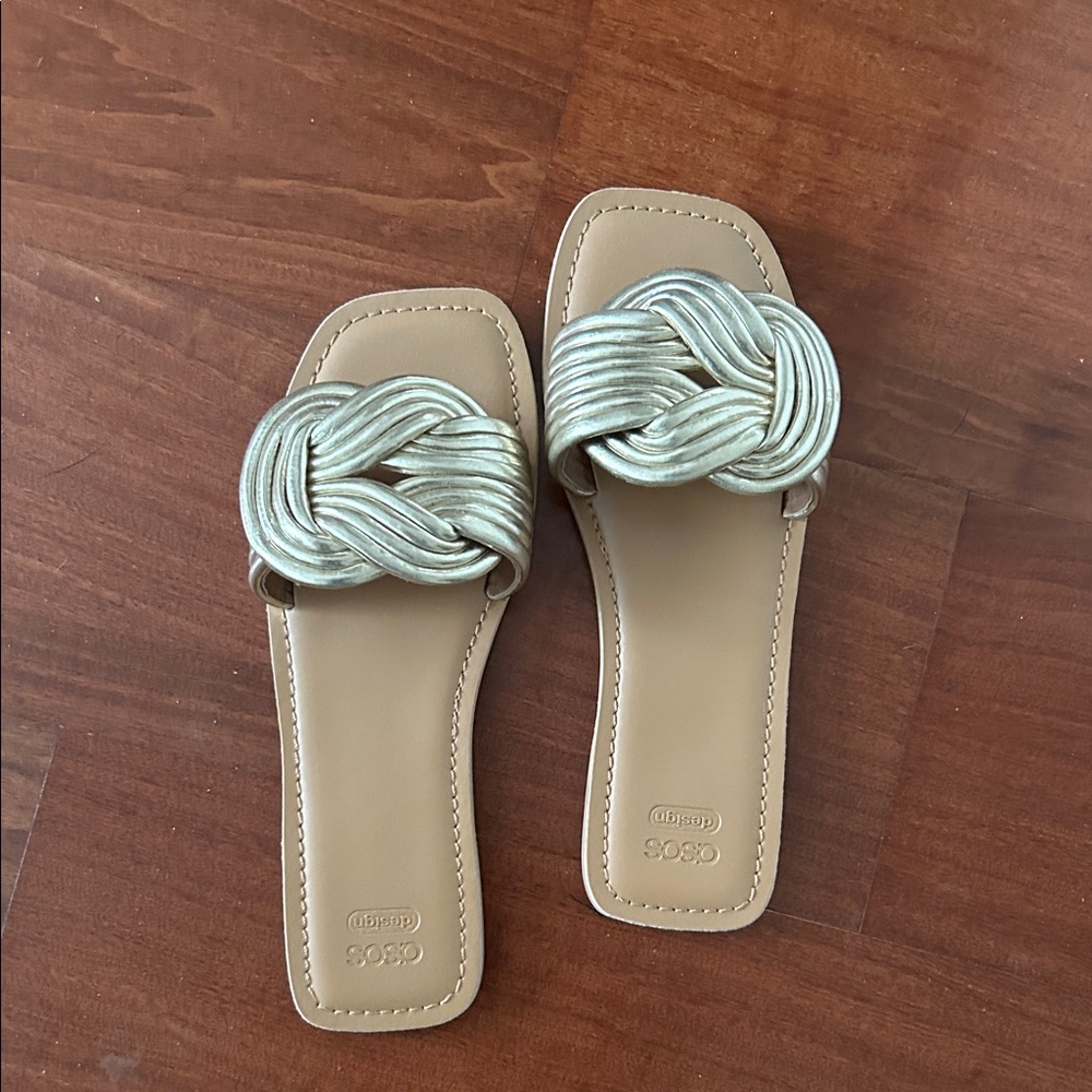City Chic Metallic Braided Sandals